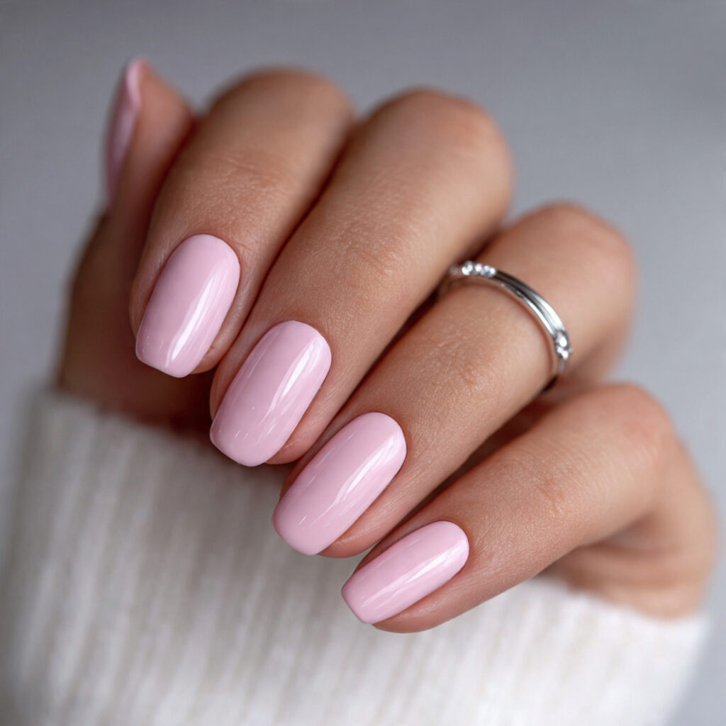 light pink office nails feel professional clean