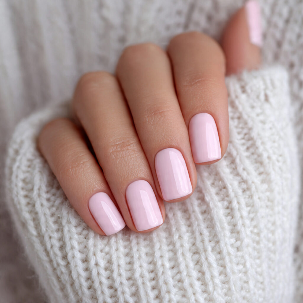 light pink square nails create a clean