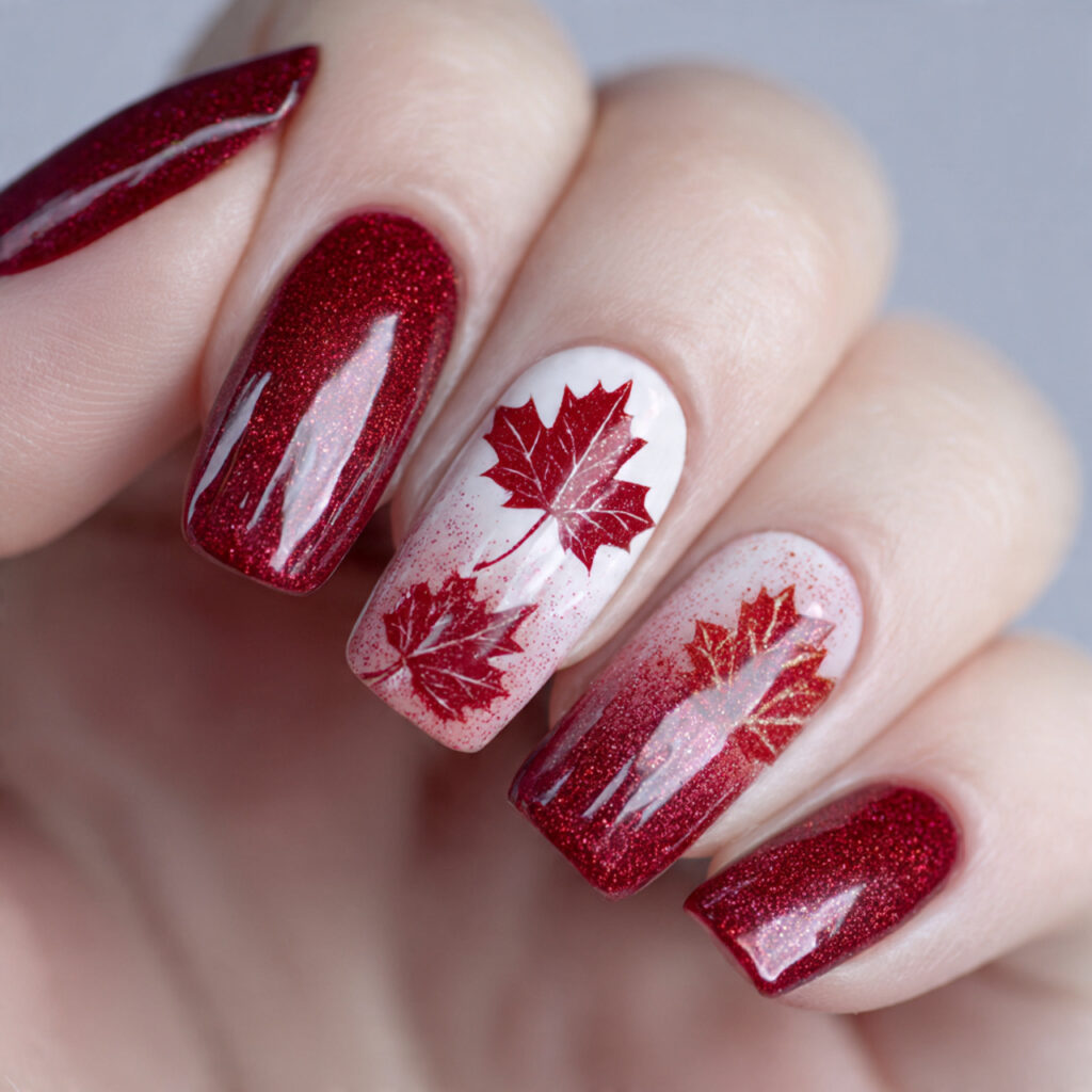 maple leaf nails are great for photos