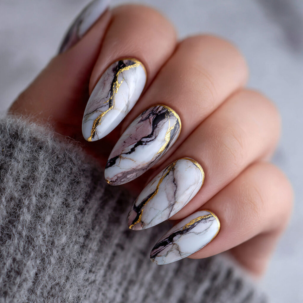 marble almond nails bring a stylish and