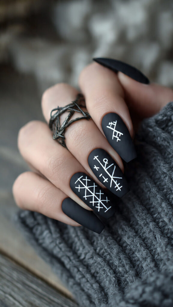 matte black coffin nails create a strong