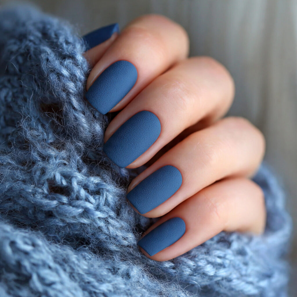 matte blue january nails feel stylish and