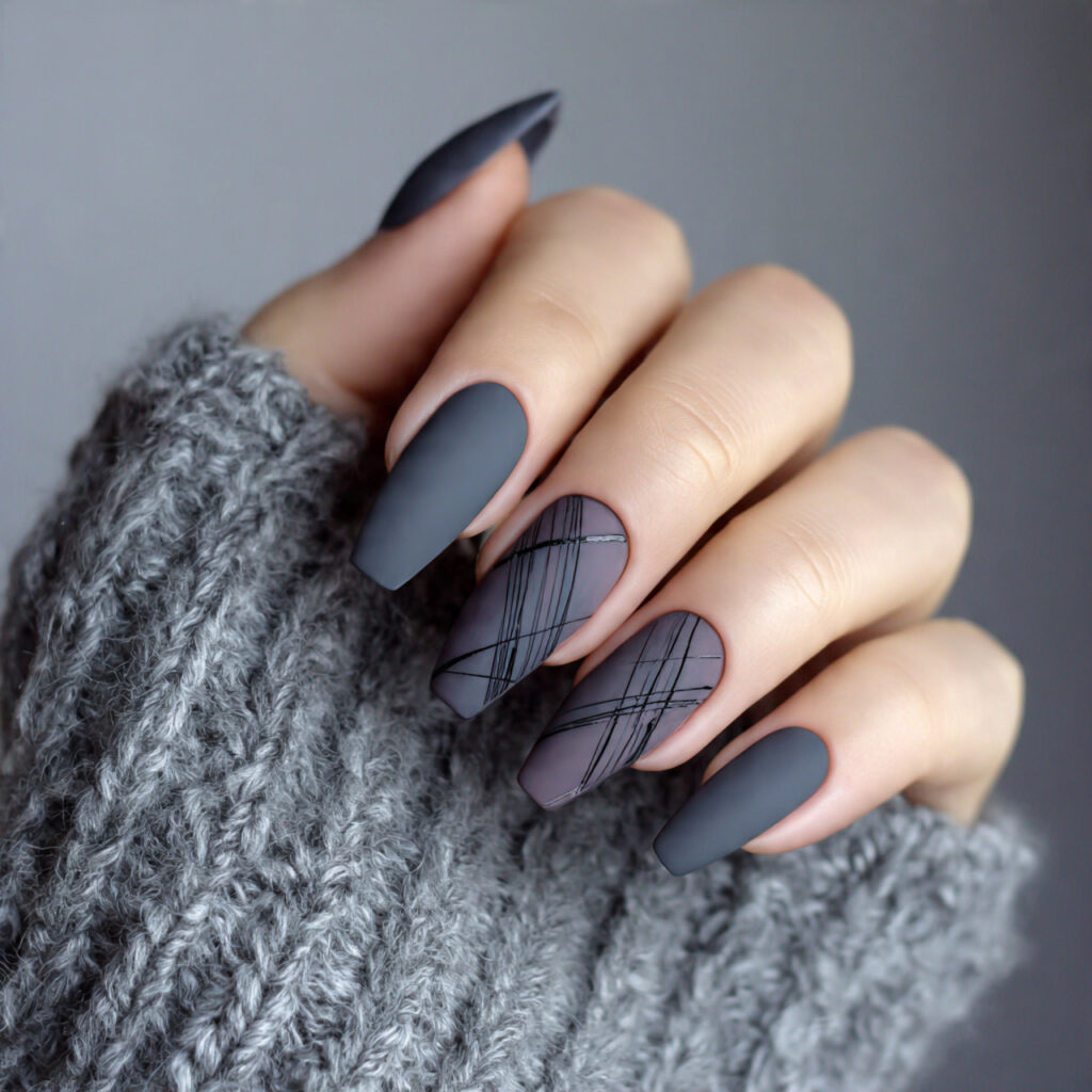 matte charcoal nails are ideal for anyone