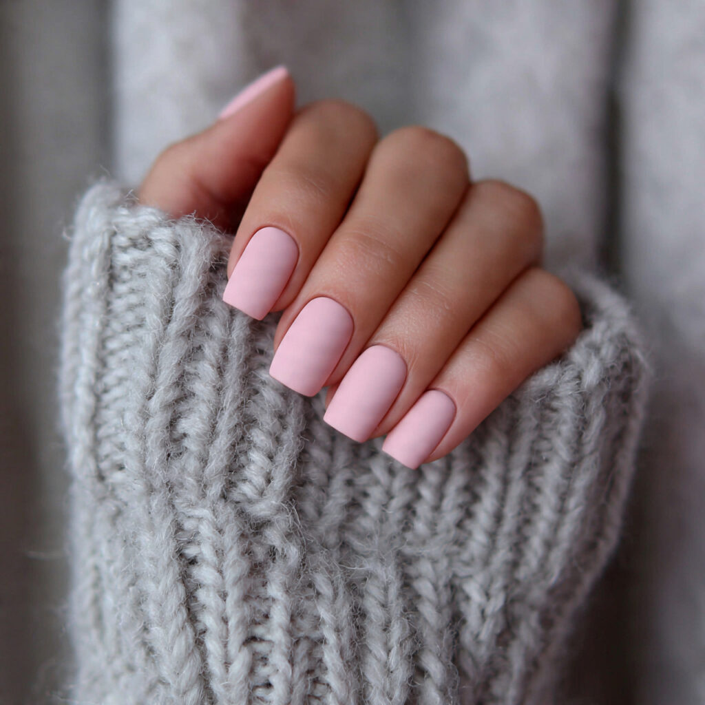 matte light pink january nails create a