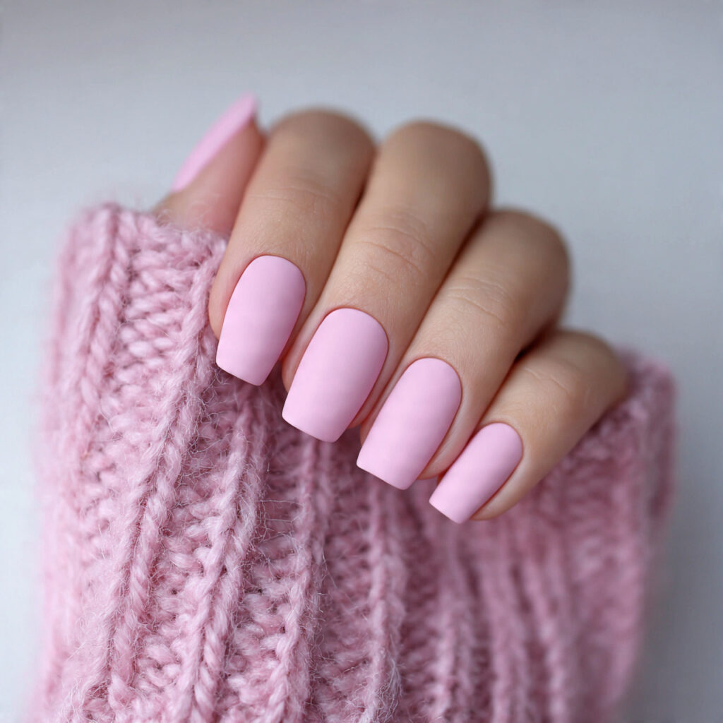 matte light pink nails feel soft and