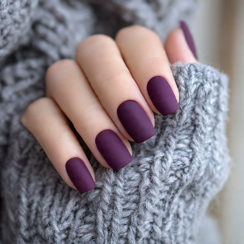 23 Purple Winter Nails That Feel Soft, Trendy, and Pretty 5 matte purple winter nails feel soft modern