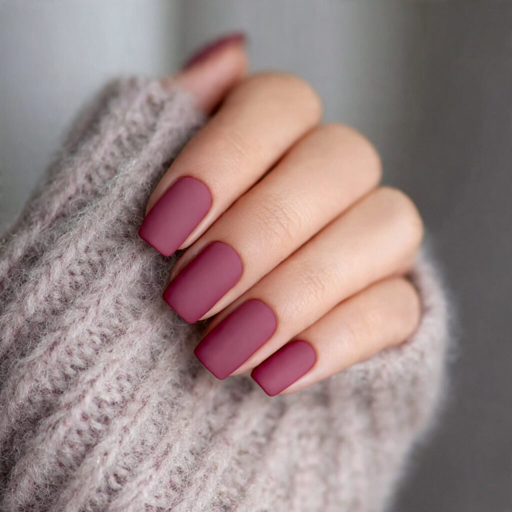 matte winter square nails create a soft
