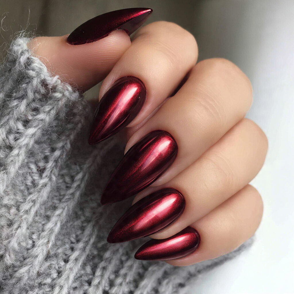 metallic burgundy adds shine and depth the