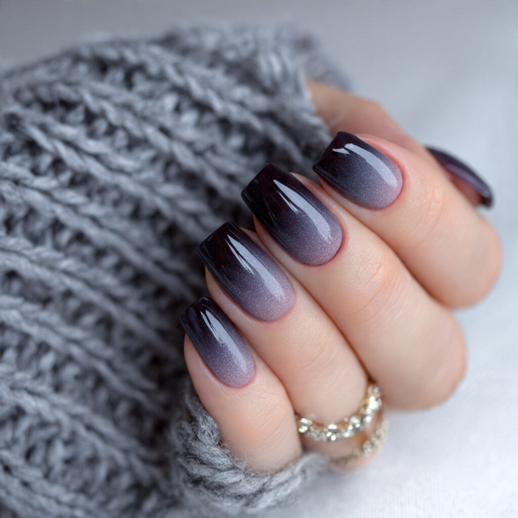 midnight winter fade nails use smooth gradients