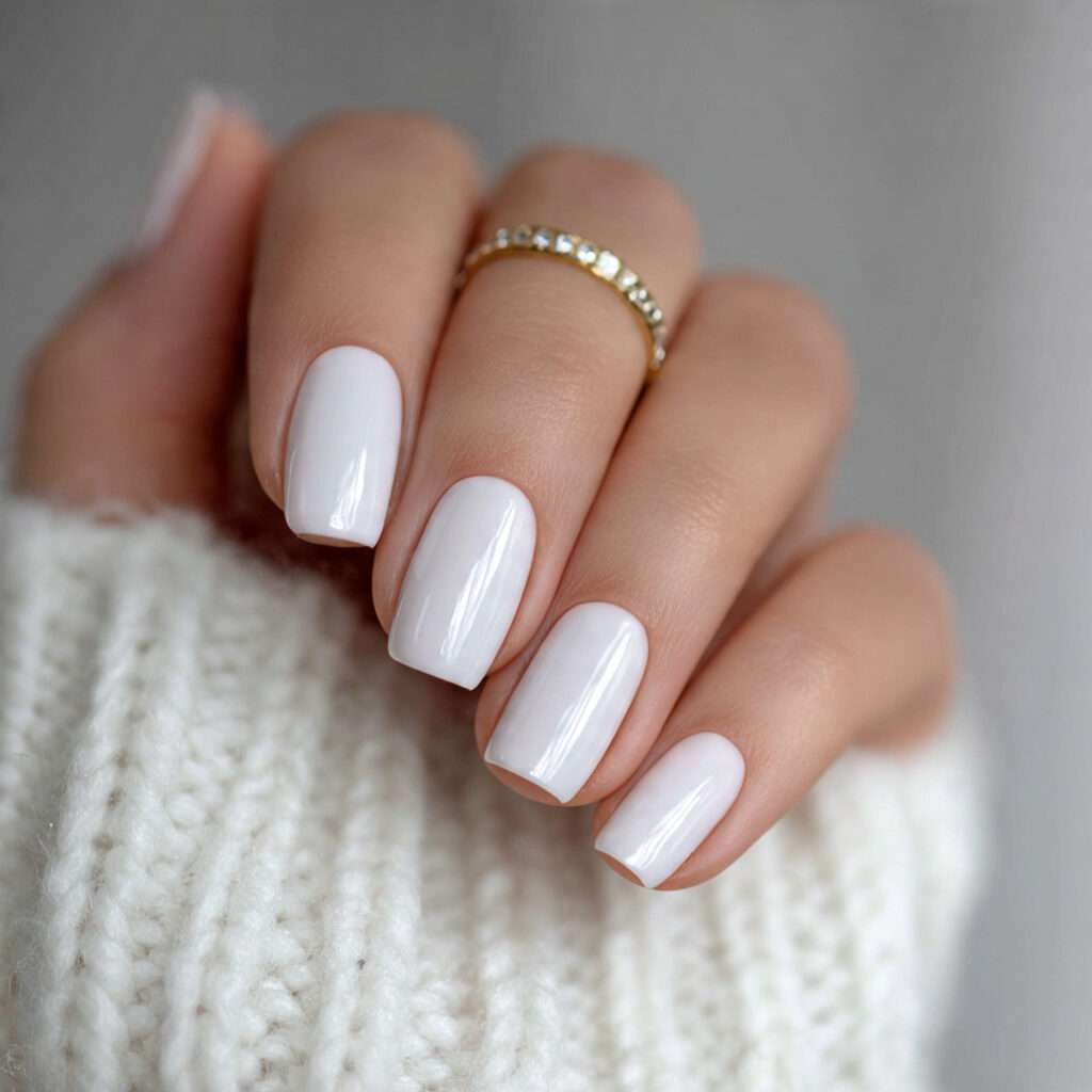 milky white nails are classic and fresh