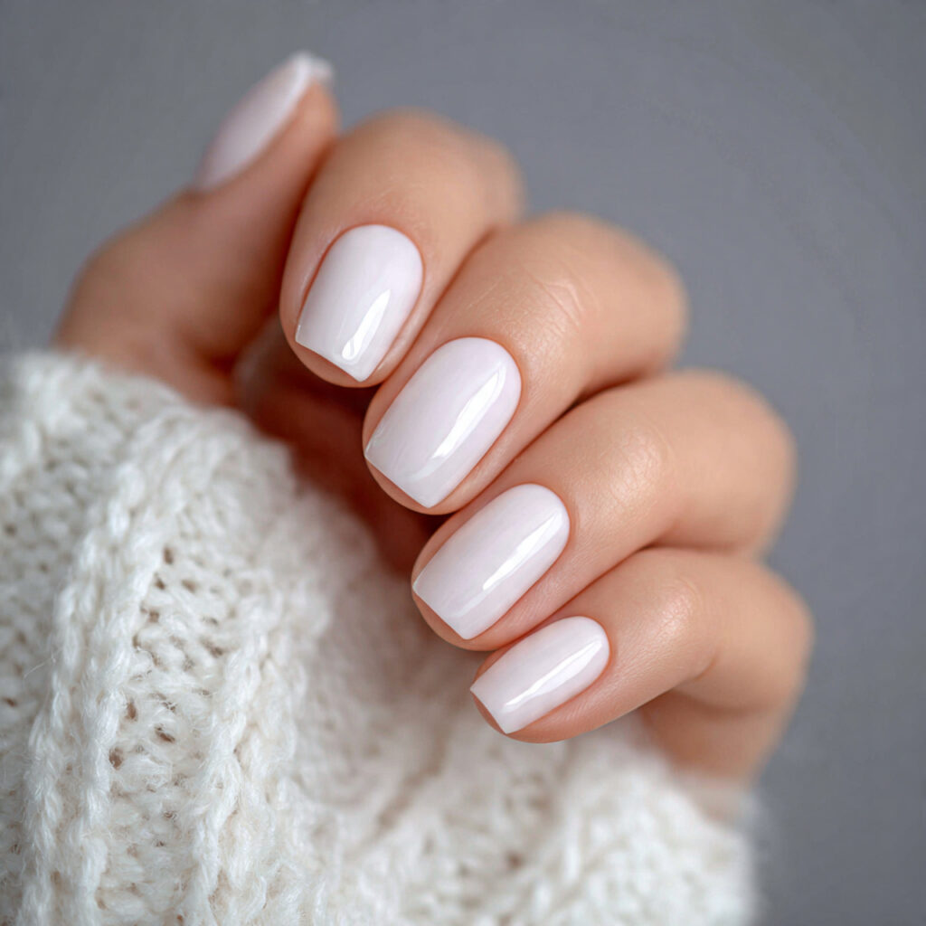 milky white nails are light and airy