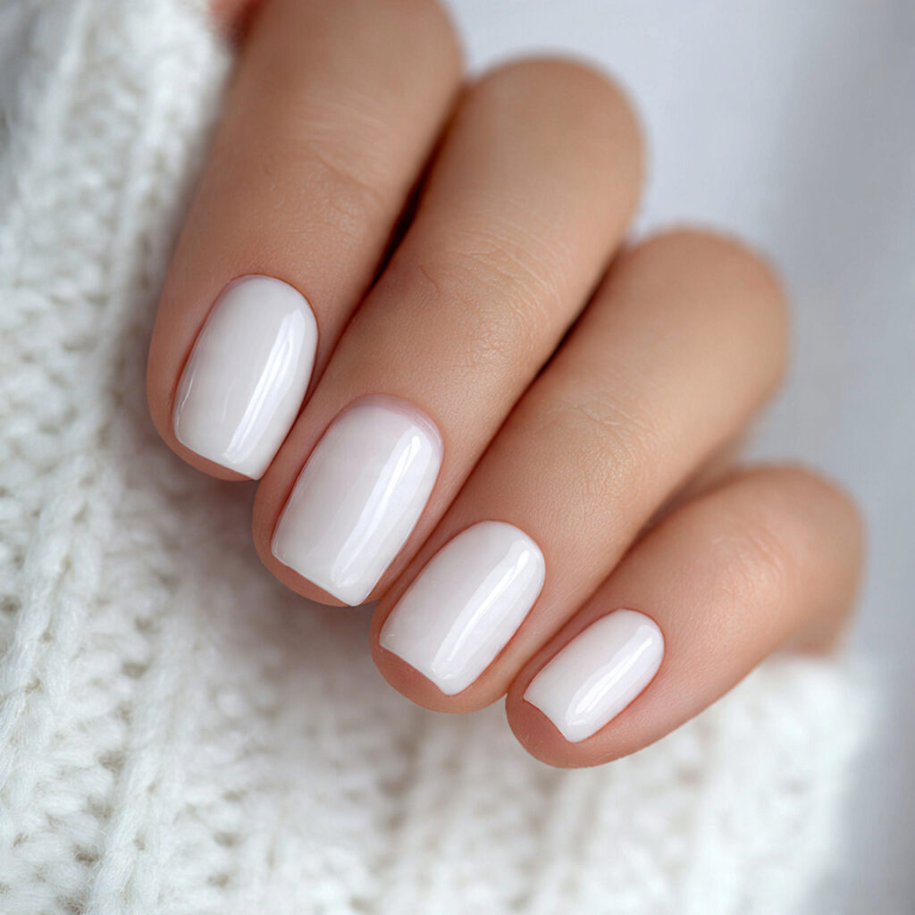 milky white nails look clean and soft