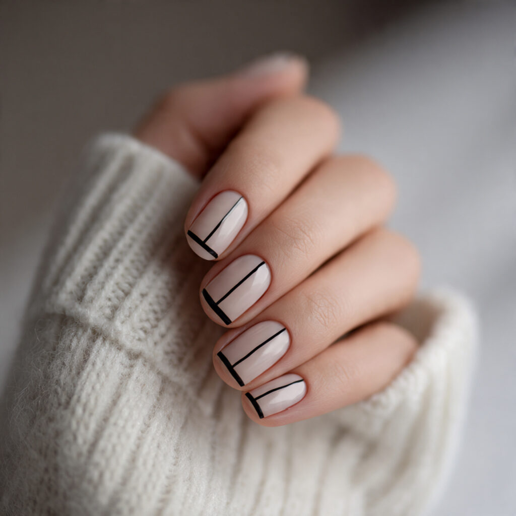 minimal black line january nail designs thin