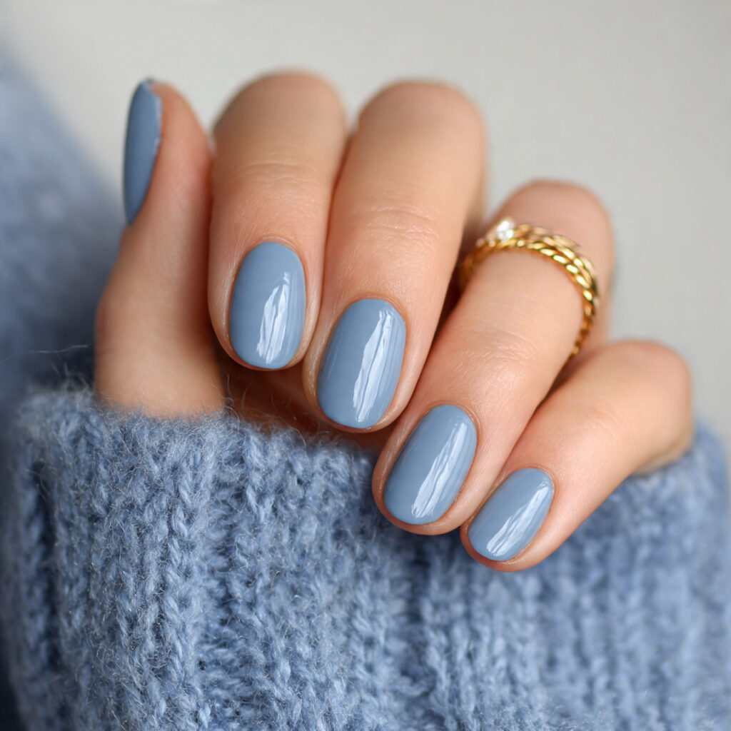 minimal blue january nails feel effortless and
