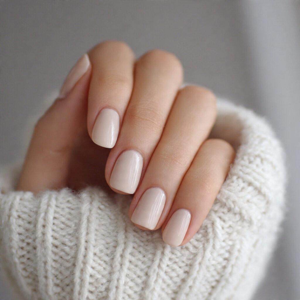 minimal neutral january nails with matte finish