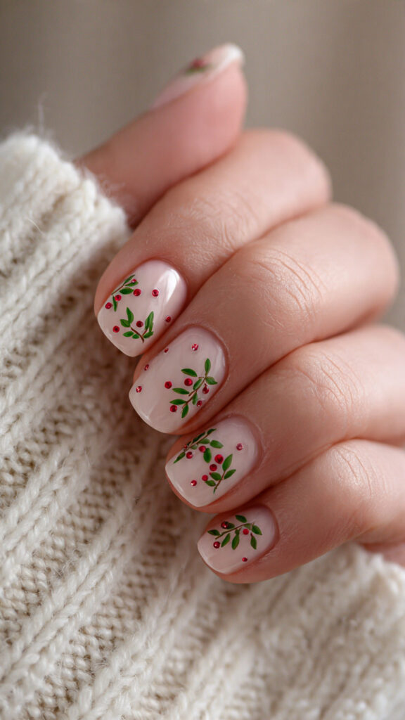 mistletoe nails bring a cute and romantic