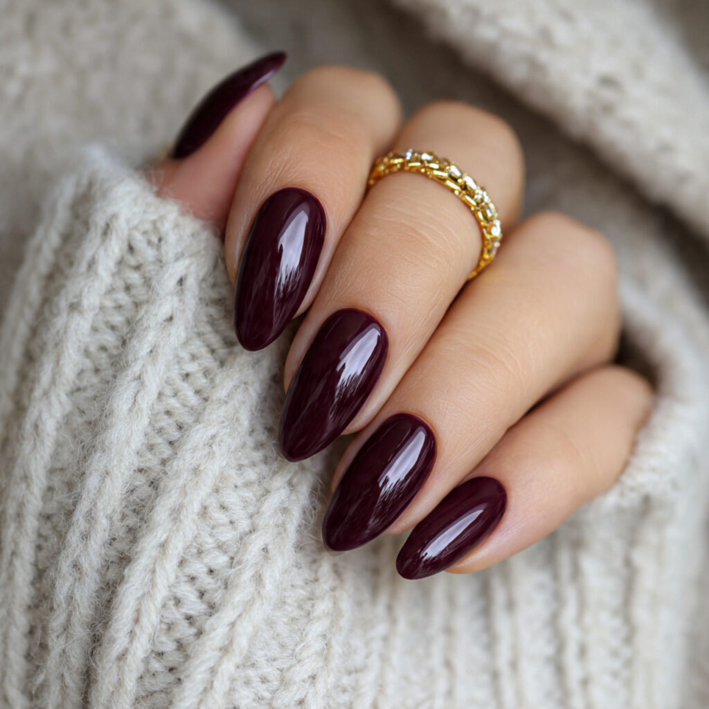 mulberry nails for a rich winter shade
