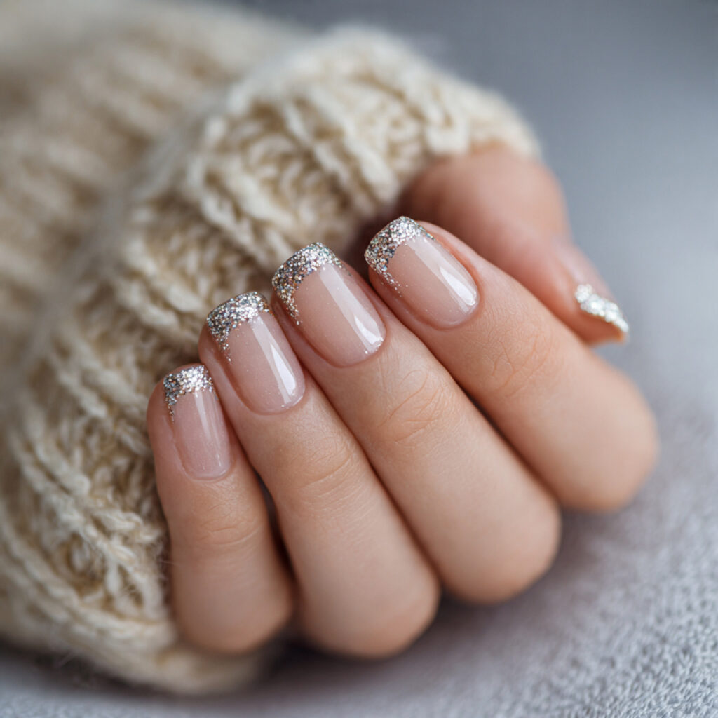 nails with glitter tips balance elegance and
