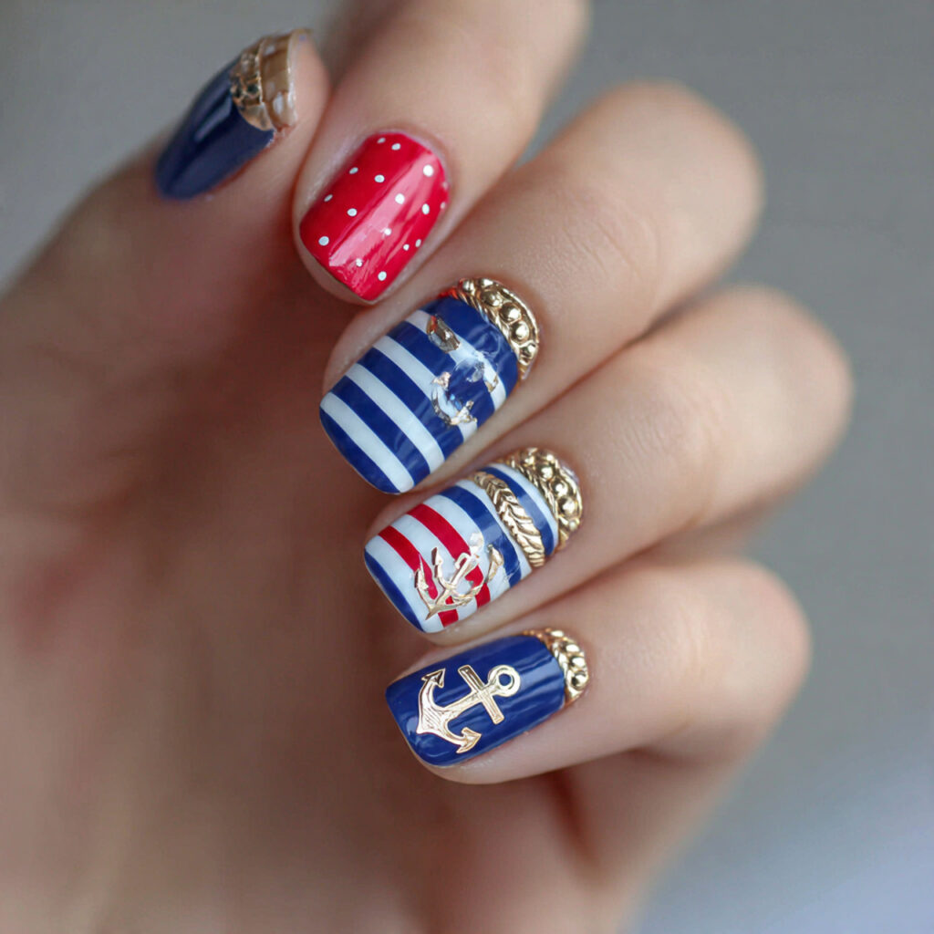 25 Beach Nail Designs for a Cute, Fun, and Breezy Look 16 nautical nails bring a fun sailor inspired