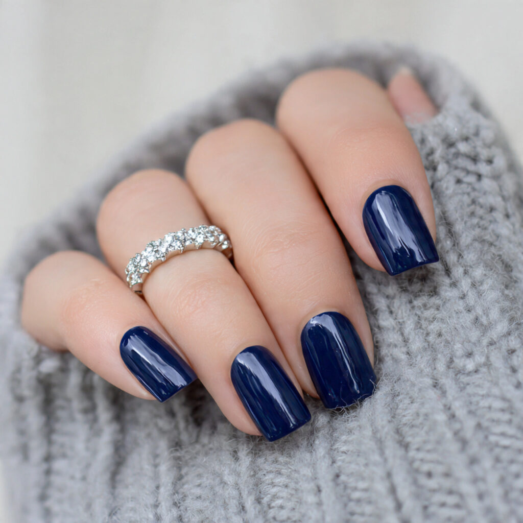 navy blue nails are subtle but elegant