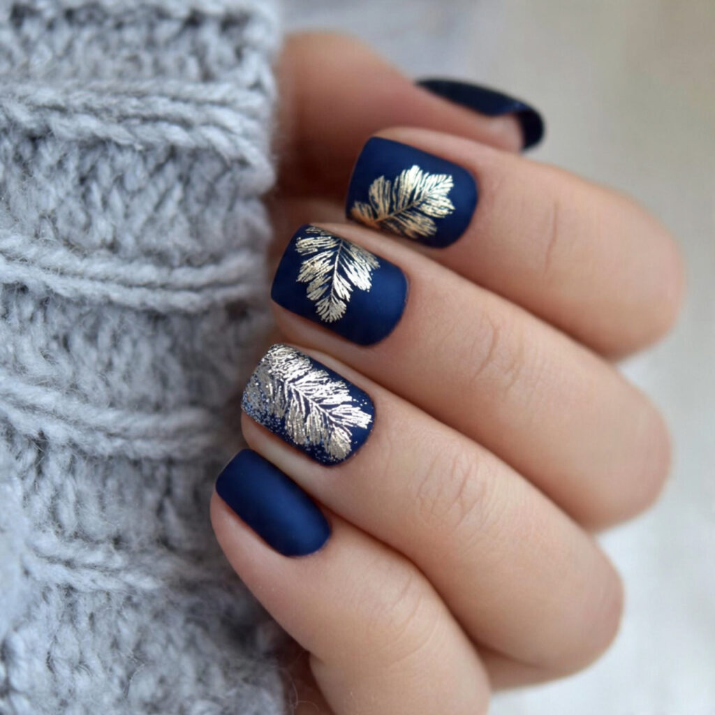 navy nails feel deep and rich leaf