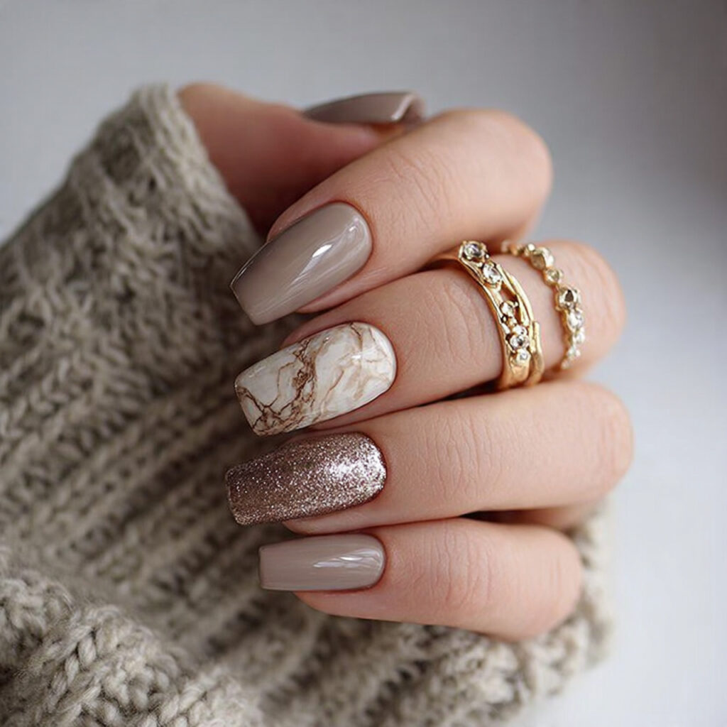 27 February Nail Designs That Are Cute, Classy & Cozy 13 neutral beige february nail designs with a