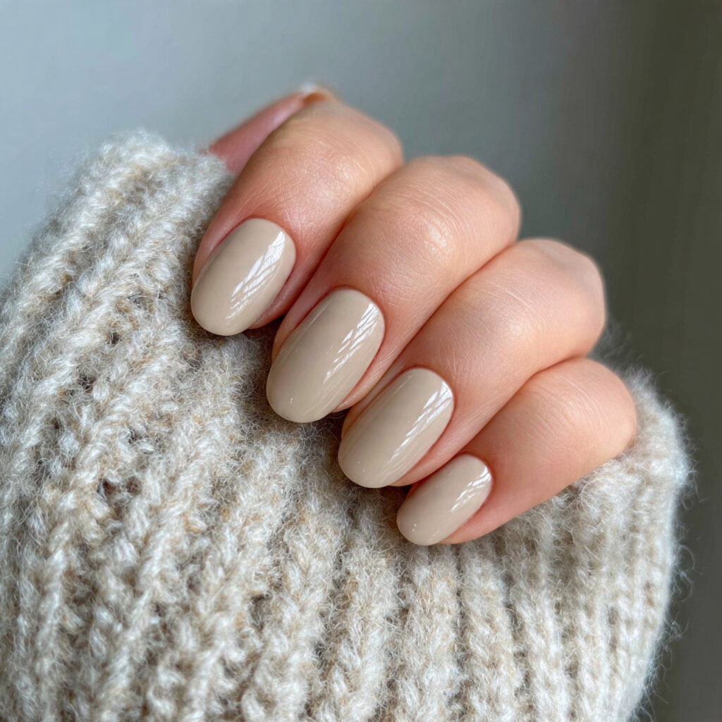 neutral beige nails create a warm and