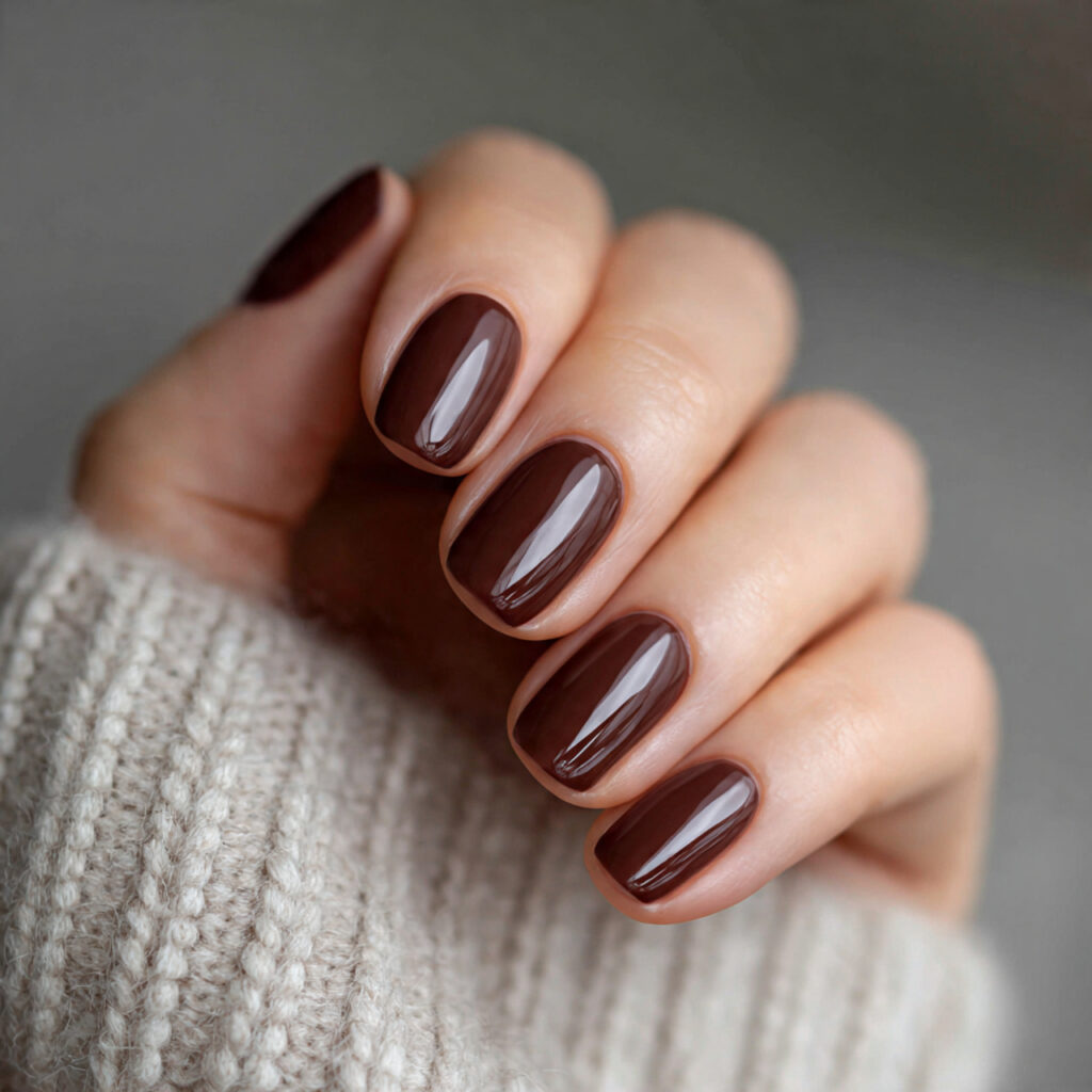 neutral brown winter nails feel easy and