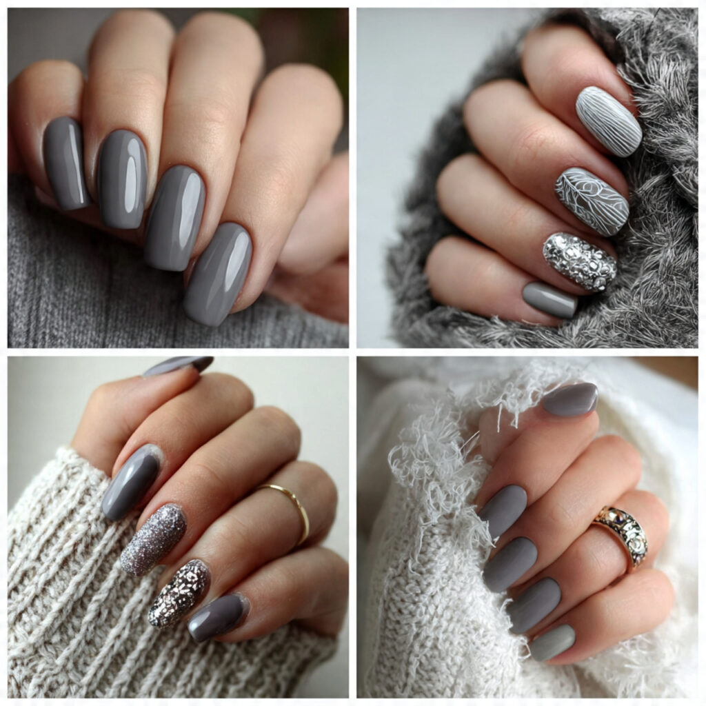 27 February Nail Designs That Are Cute, Classy & Cozy 20 neutral gray february nail designs for a