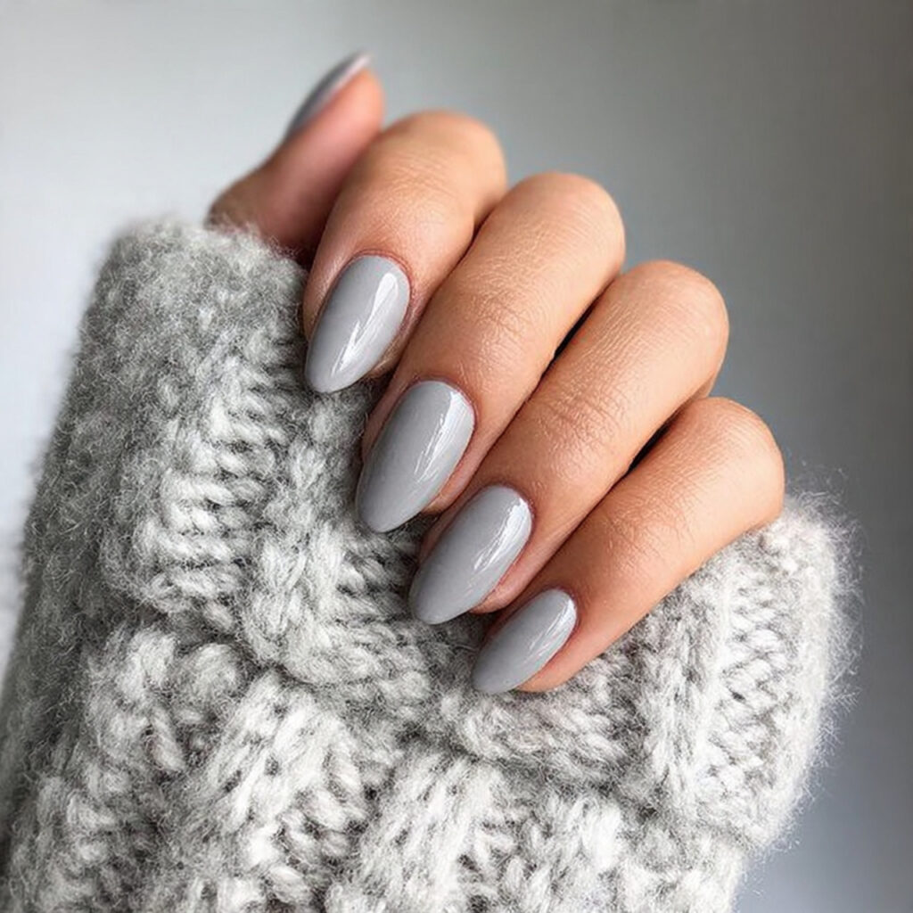 neutral gray nails feel calm and seasonally