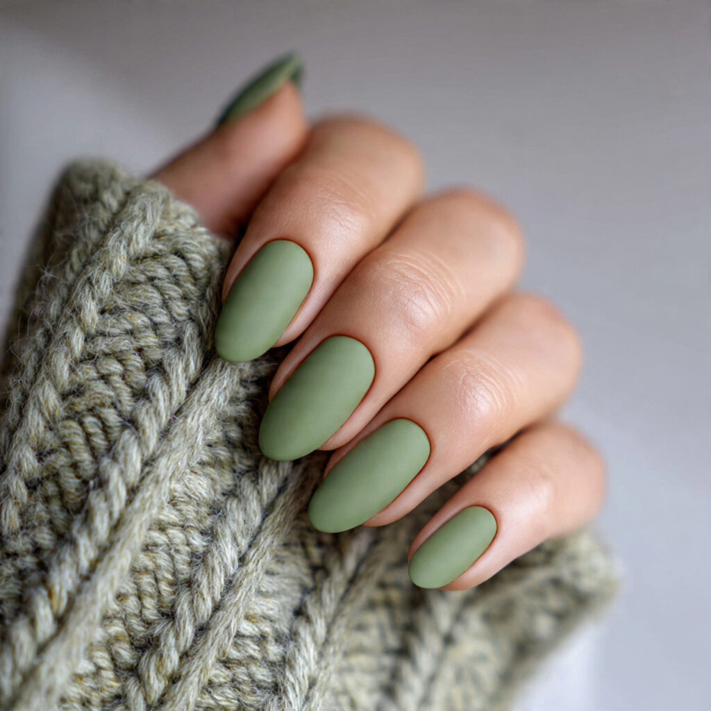neutral green nails feel calm and versatile