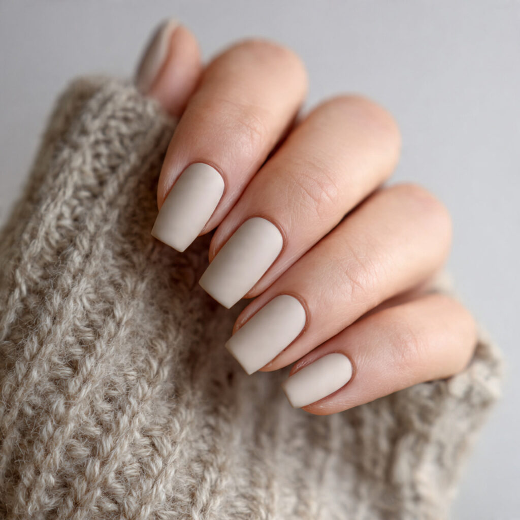 neutral january nails with matte finish