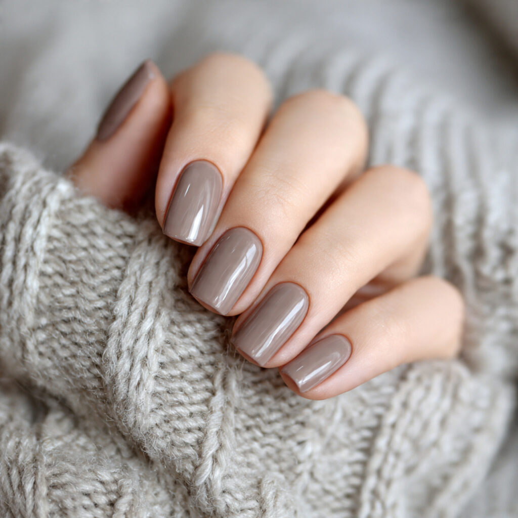 neutral january nails with matte taupe finish
