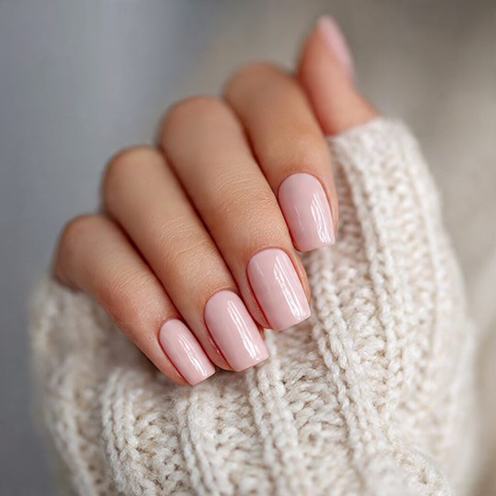 neutral light pink nails blend soft pink