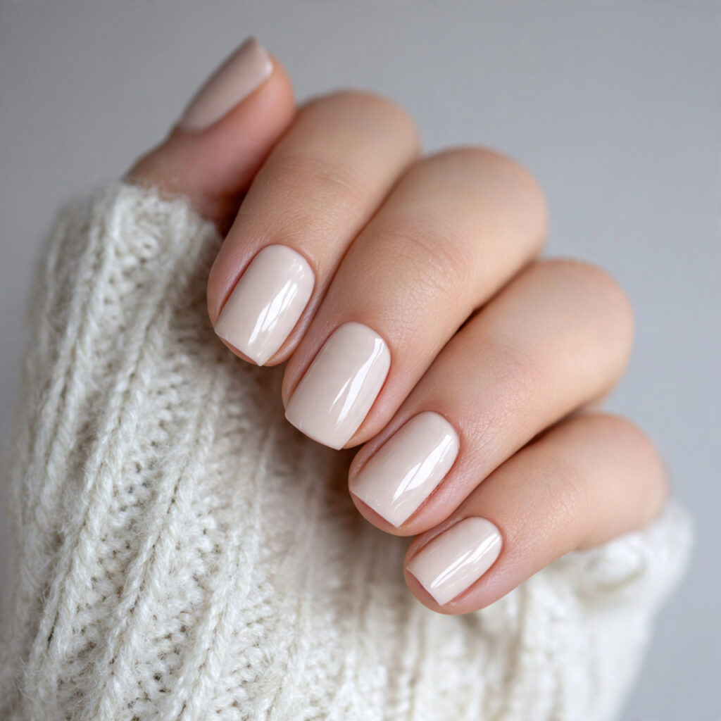 neutral short square winter nails feel soft