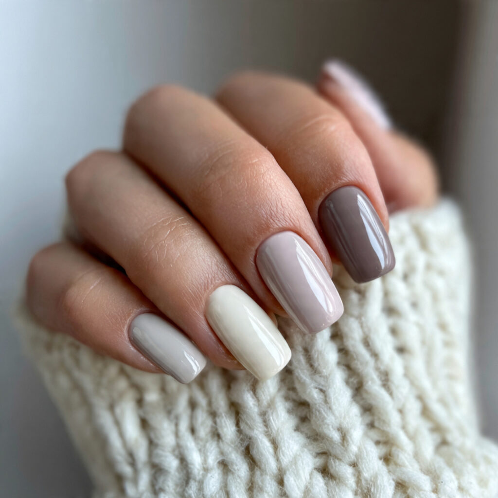 neutral winter square nails offer a clean
