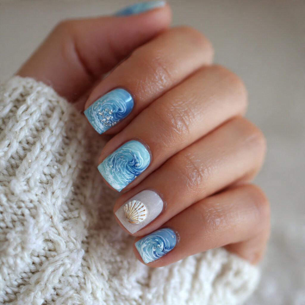 25 Beach Nail Designs for a Cute, Fun, and Breezy Look 3 ocean wave nails give your hands a