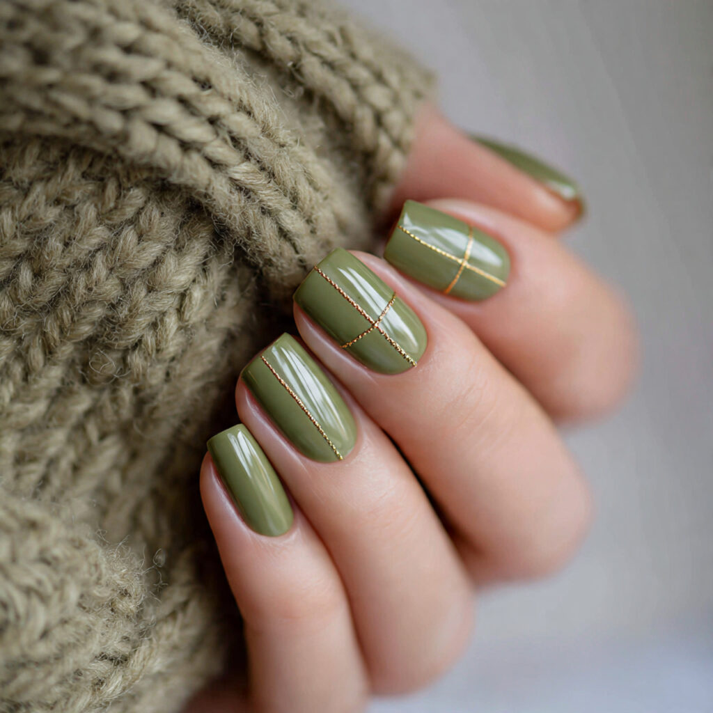 20 End of Summer Nail Color Ideas for a Cute Fresh Look 4 olive green nails bring a natural earthy