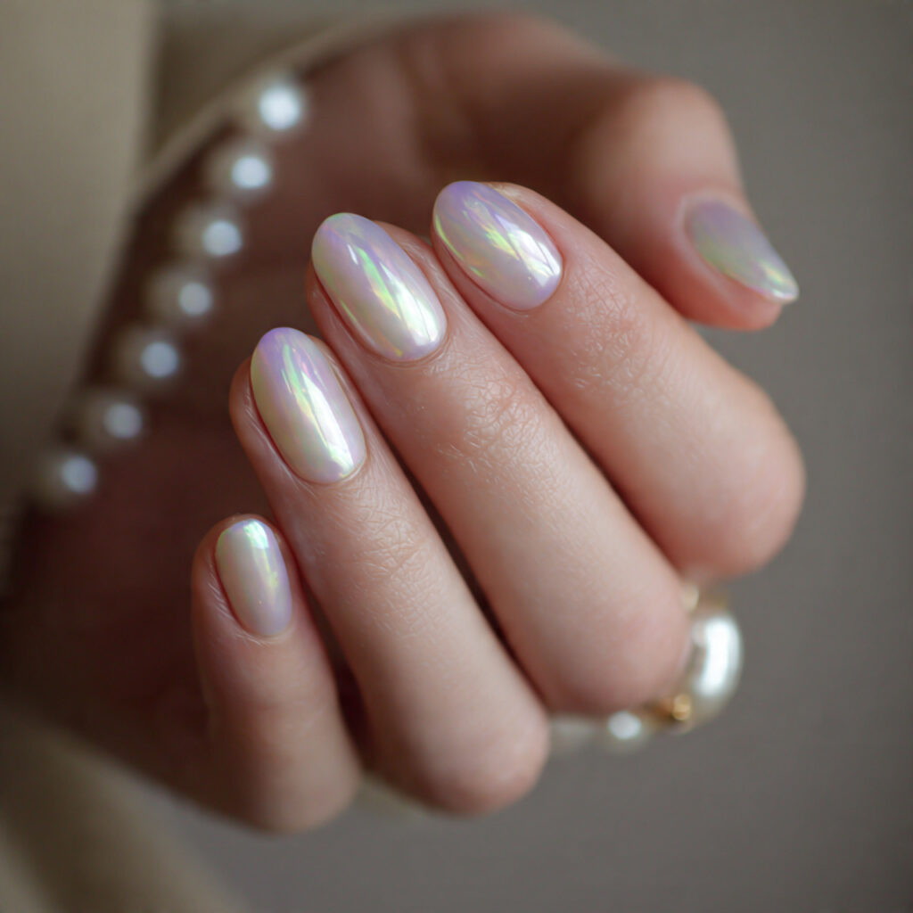 20 Wedding Nail Ideas Every Bride Will Love for Her Big Day 13 opal inspired nails have a soft glowing finish