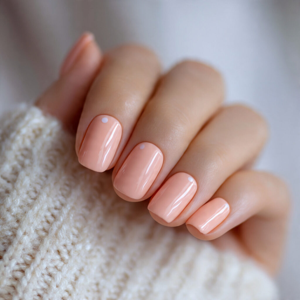 pale peach nails give a warm and