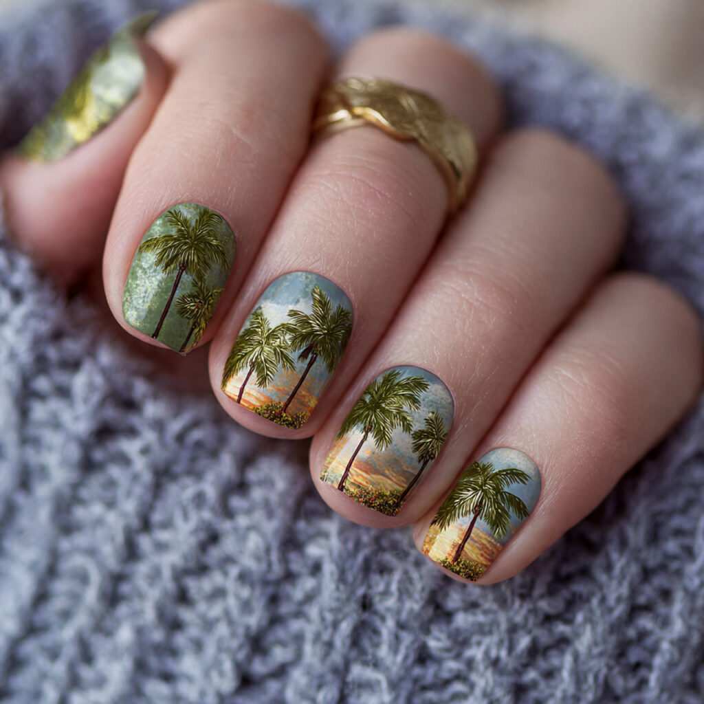 25 Beach Nail Designs for a Cute, Fun, and Breezy Look 5 palm tree nails for a relaxed island