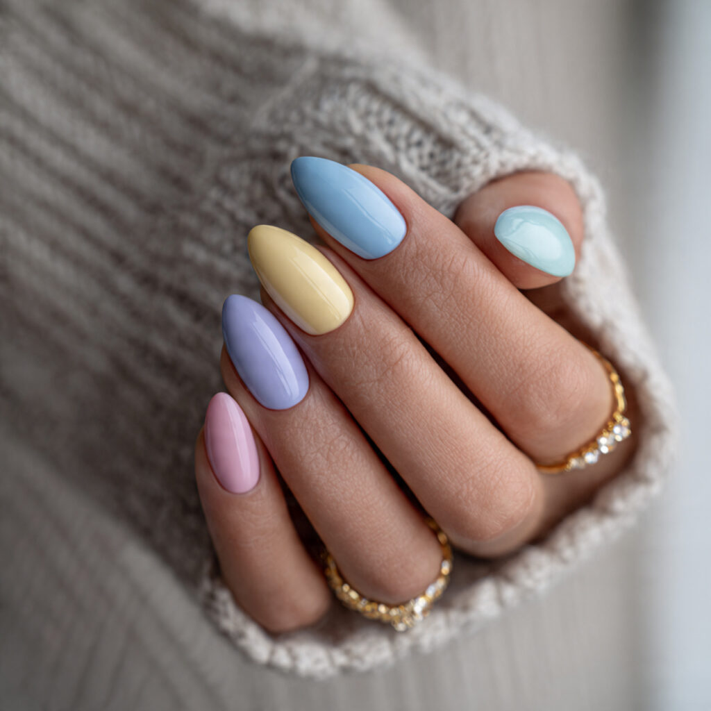pastel almond nails for a light and