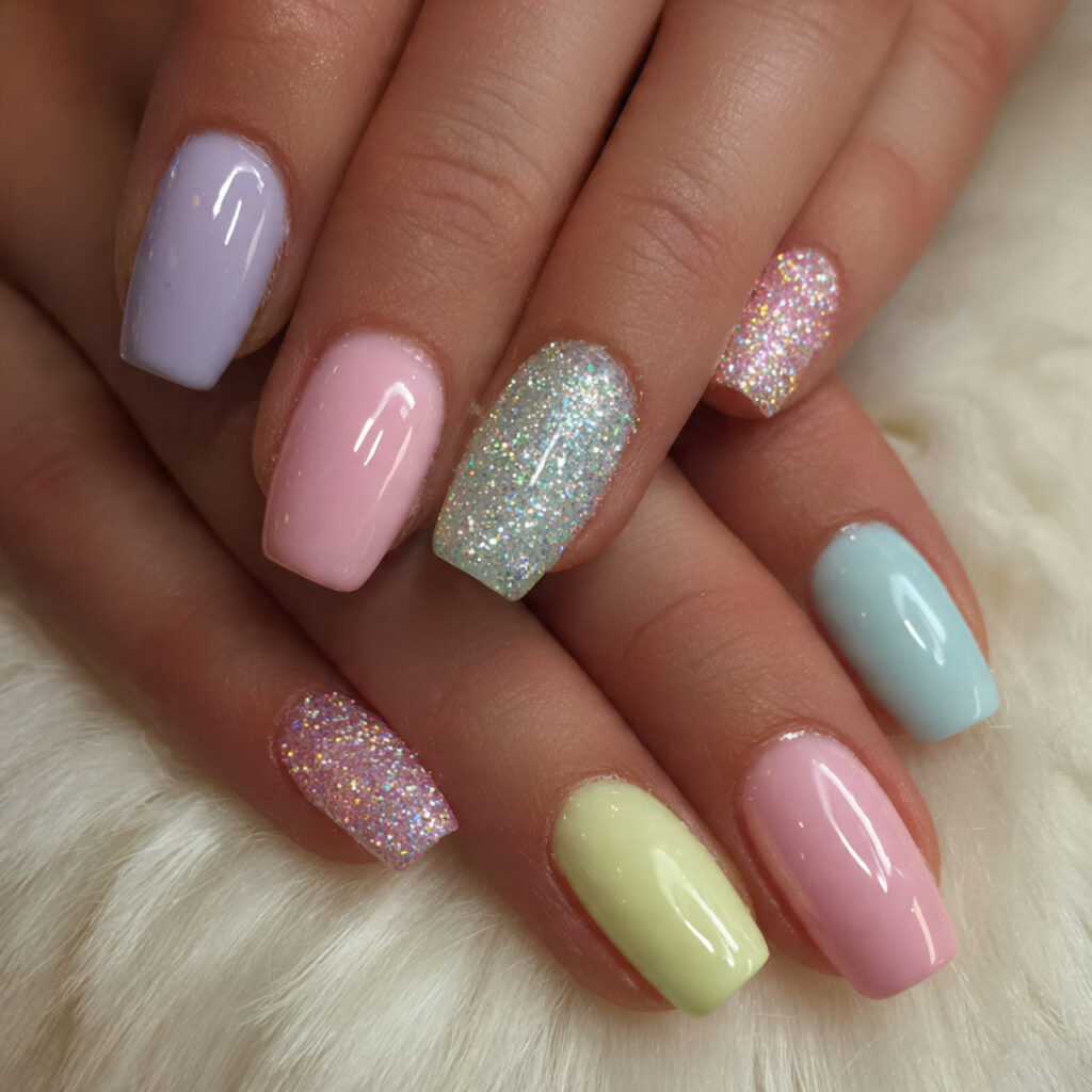 pastel nails are soft and sweet adding