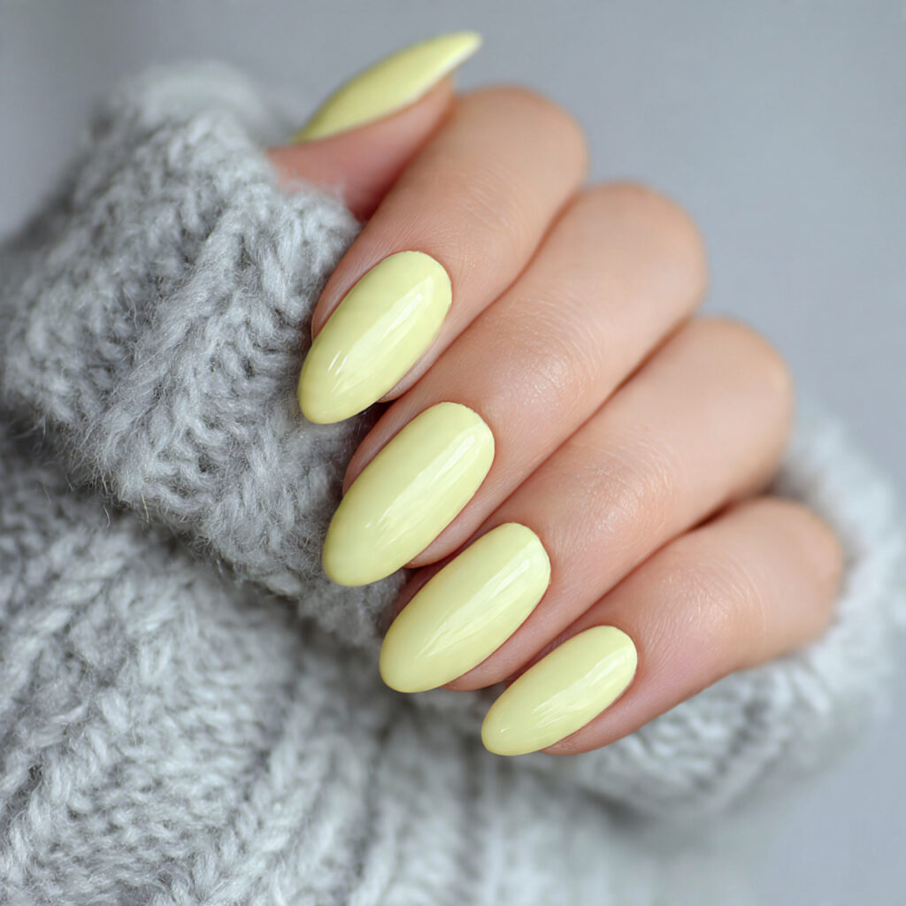 pastel yellow nails for a soft and