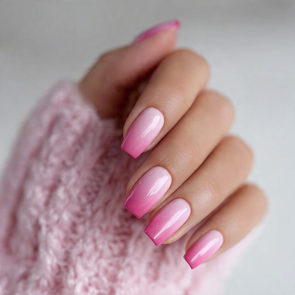 pink ombre valentine nails create a smooth