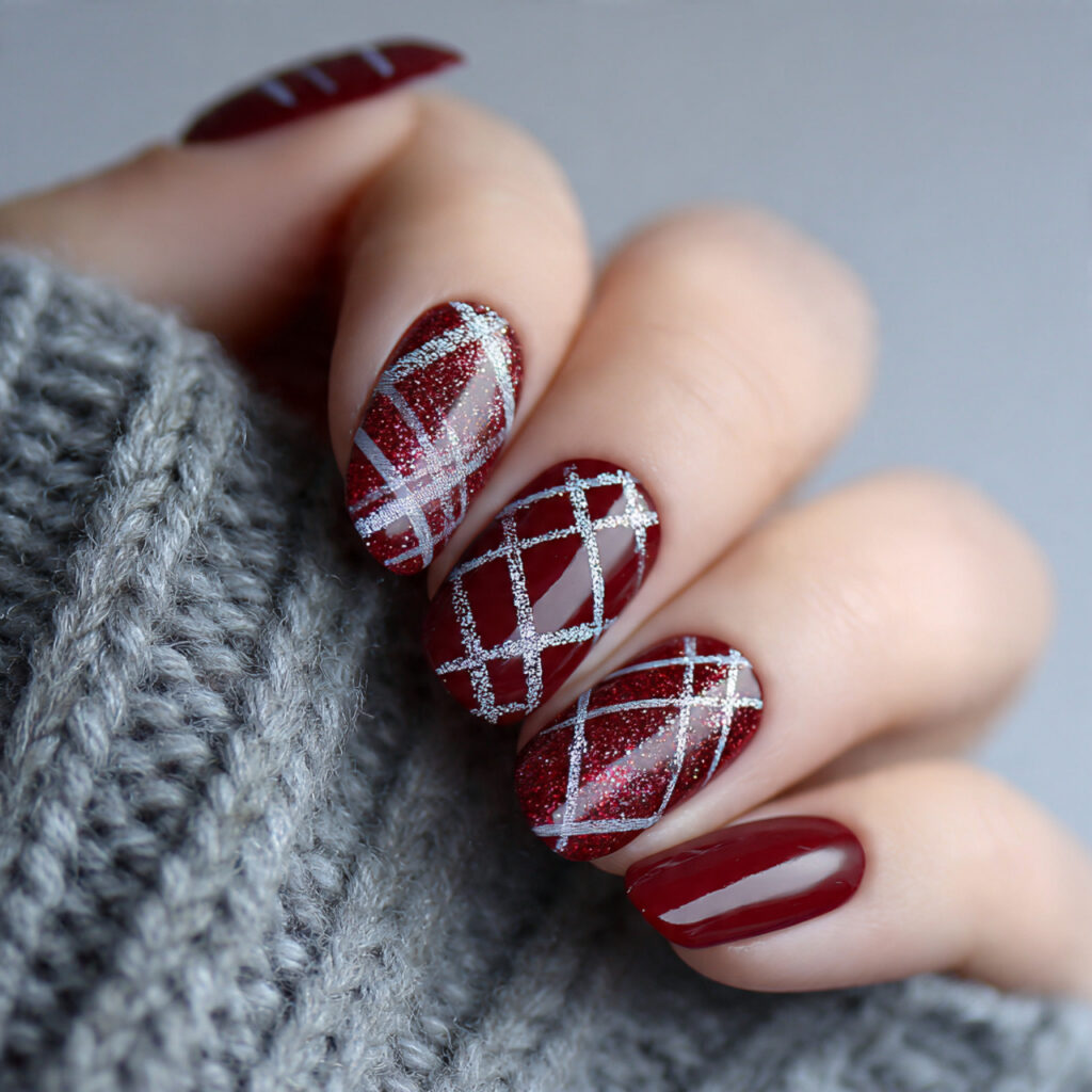 plaid snowfall nails feel cozy and traditional