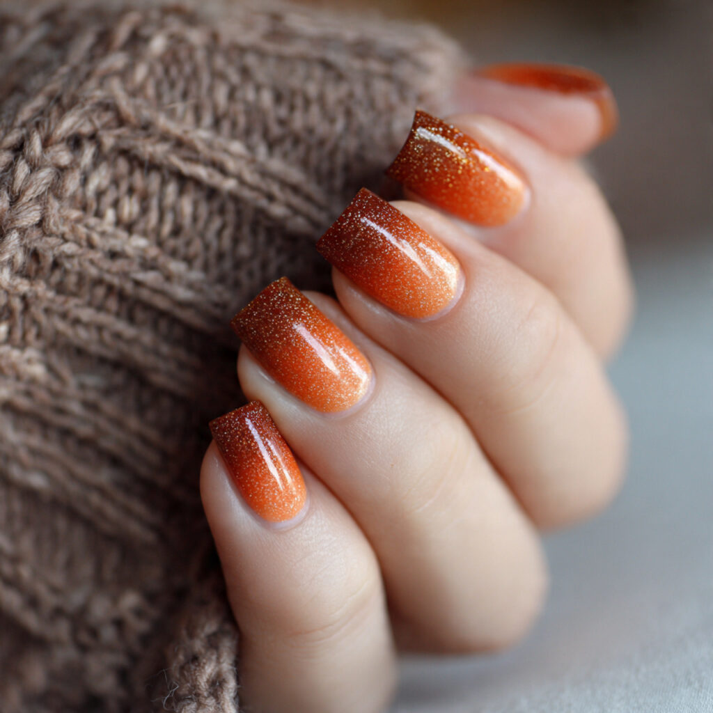 pumpkin spice ombre nails give a soft