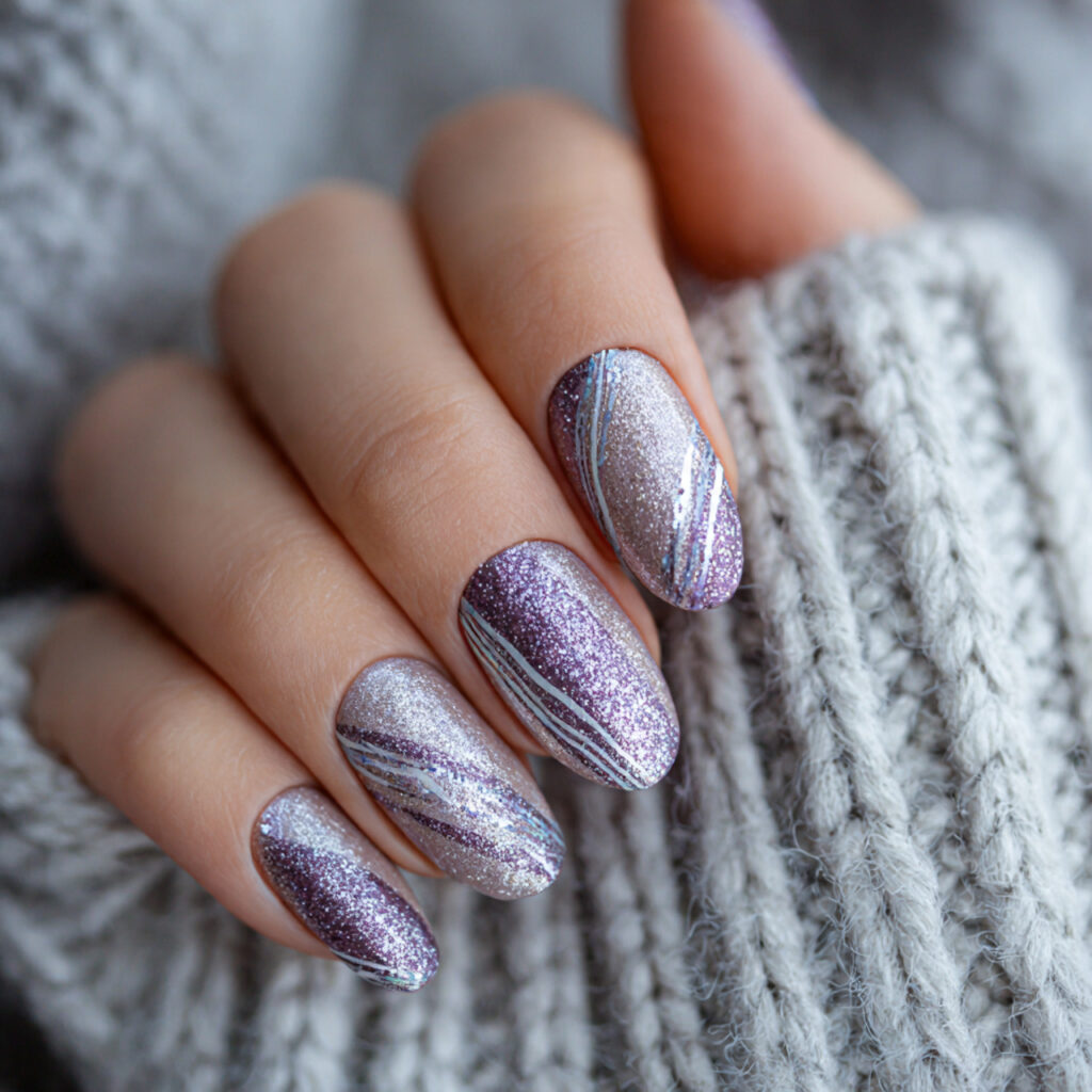 23 Purple Winter Nails That Feel Soft, Trendy, and Pretty 7 purple and silver winter nails feel cool