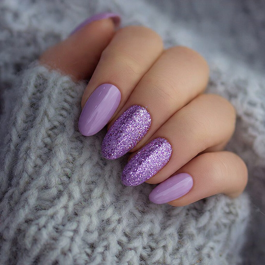 23 Purple Winter Nails That Feel Soft, Trendy, and Pretty 8 purple glitter accent winter nails add subtle