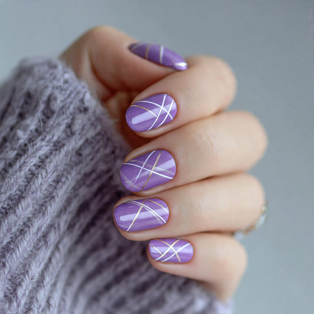 23 Purple Winter Nails That Feel Soft, Trendy, and Pretty 17 purple winter nails with minimal line art